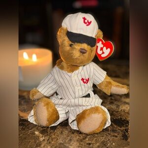 ⚾ Ty Attic Treasures Cooper Baseball Bear Plush Pinstripe Uniform